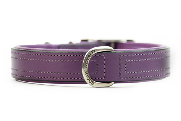 Hand Made Leather Dog Collar Tuscan Purple Slim Fit