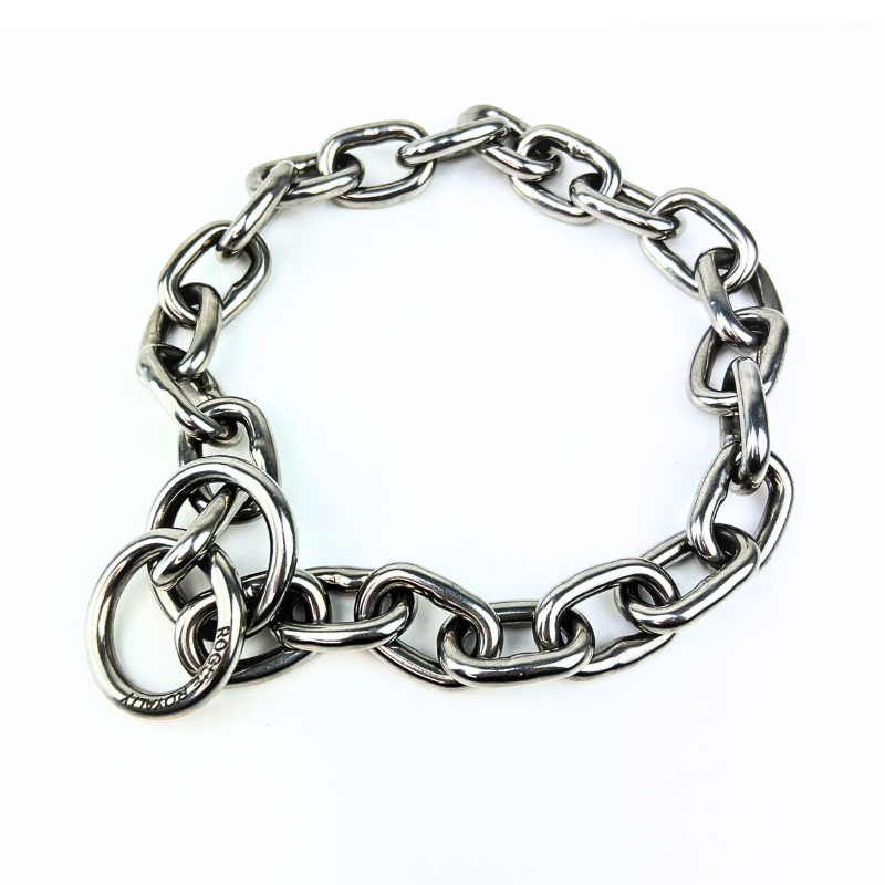 Heavy Duty Choke Cuban Chain Dog Collar for Large Dogs - 3 mm, Strong Steel Color Metal Heavy Duty Choke Cuban Chain Dog Collar for Large Dogs - 3 mm, Strong Steel Color Metal