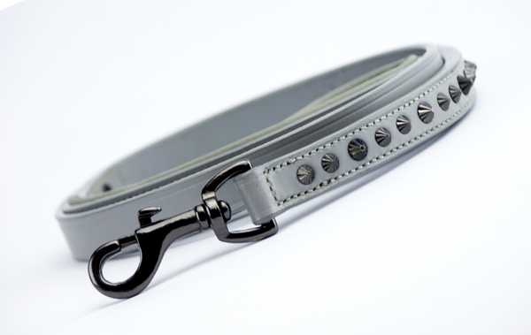 Leather Dog Leash - Ruthless Grey & Black Leash