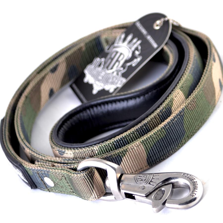 Strongest dog leash in the world. Ultra heavy duty camouflage webbing material and stainless steel bullsnap latch. Lifetime Guarantee!