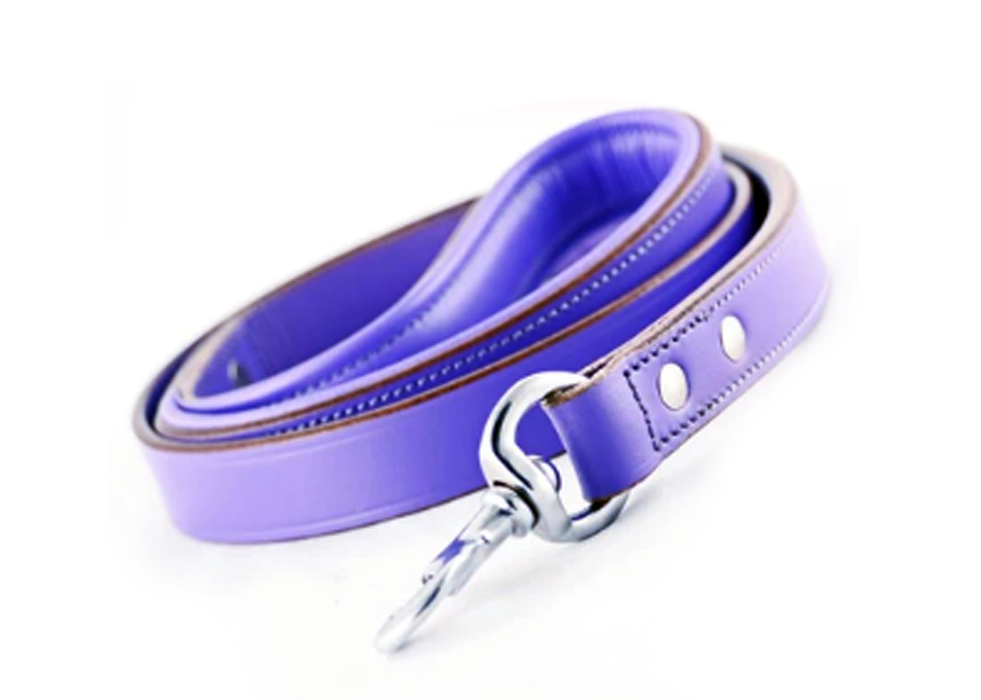 Leather Dog Leash - Classic Purple