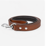 LEATHER DOG LEASH - CLASSIC BROWN & CHROME