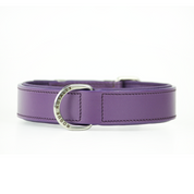 Handmade Leather Dog Collar Classic Purple & Chrome (Regular Fit)