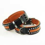 Hand Made Leather Dog Collar - Rogue Rider | Orange & Black