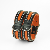 Hand Made Leather Dog Collar - Rogue Rider | Orange & Black