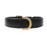 Hand Made Leather Dog Collar- Classic  Black & Brass (Regular Fit)