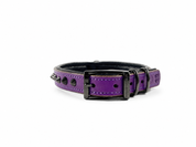 Hand Made Leather Dog Collar - Ruthless Purple & Black (Slim Fit)