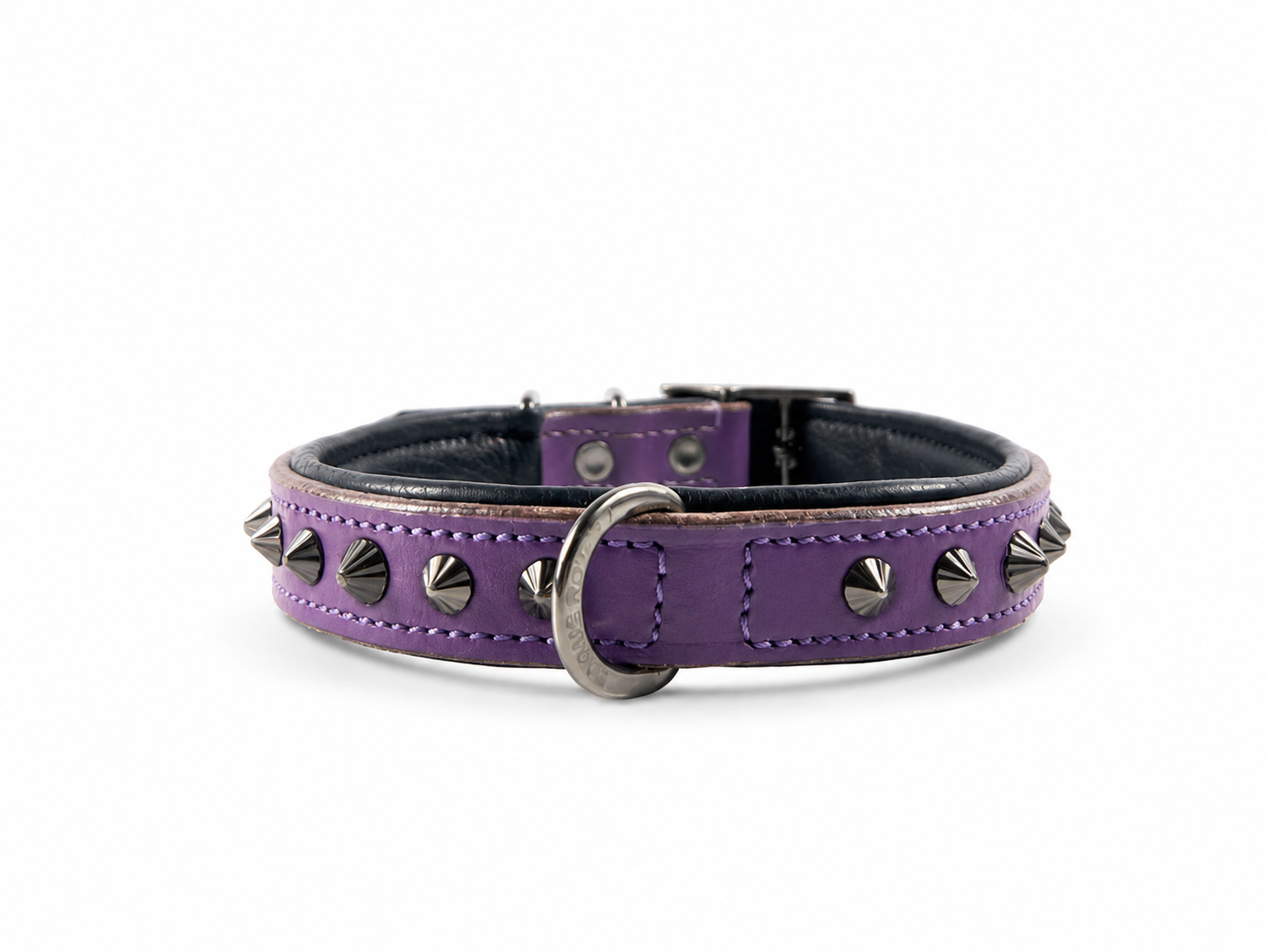 Hand Made Leather Dog Collar - Ruthless Purple & Black (Slim Fit)
