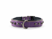 Hand Made Leather Dog Collar - Ruthless Purple & Black (Slim Fit)