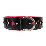 Hand Made Leather Dog Collar - Queen of Hearts (Wide Fit)