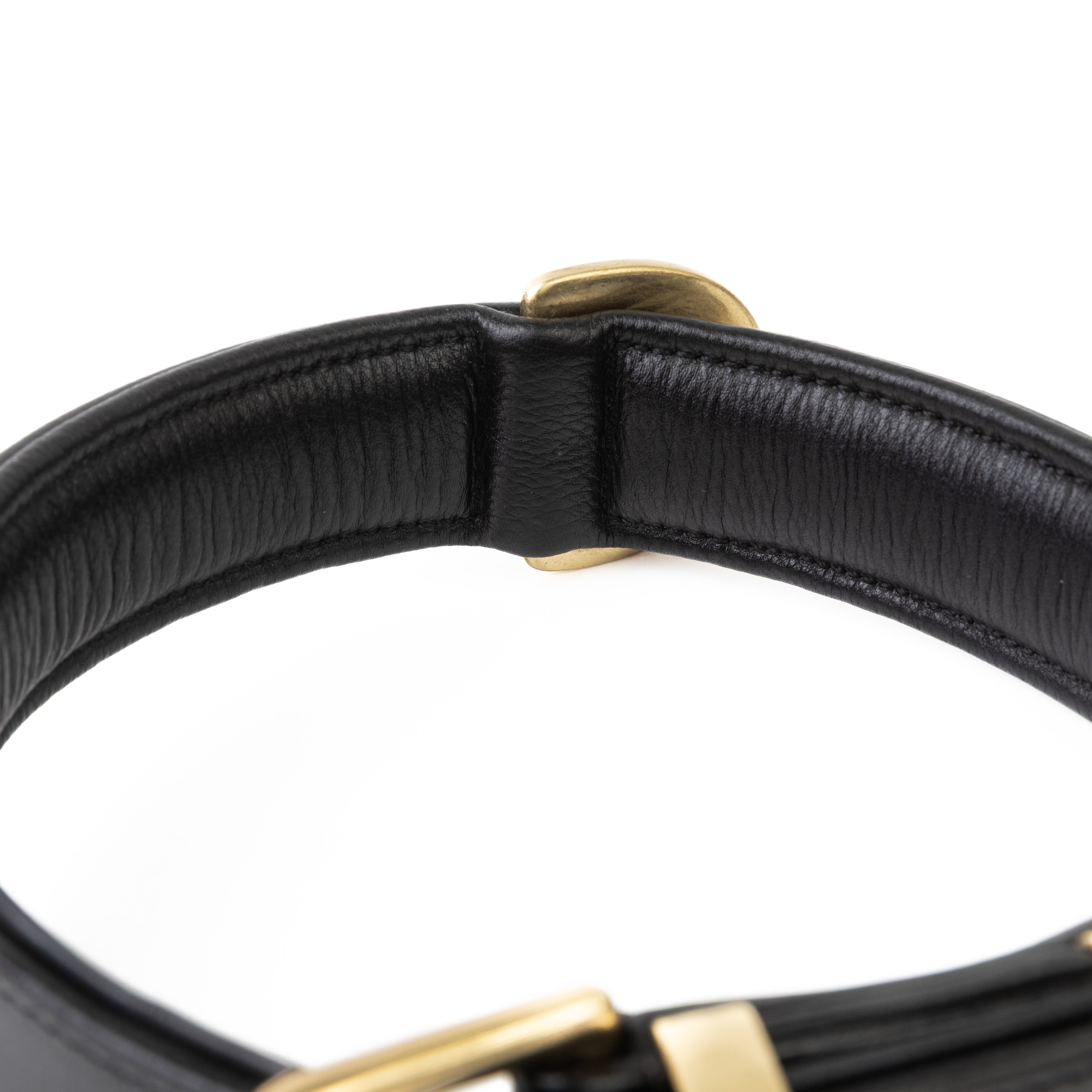Hand Made Leather Dog Collar- RuffNeck Black & Brass (Regular Fit)