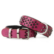 Hand Made Leather Dog Collar - Ruthless Pink & Black (Wide Fit)