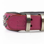 Hand Made Leather Dog Collar - Ruthless Pink & Black (Wide Fit)