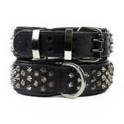 Hand Made Leather Dog Collar - Ruthless Black & Black (Wide Fit)
