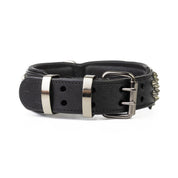 Hand Made Leather Dog Collar - Ruthless Black & Black (Wide Fit)