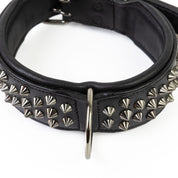 Hand Made Leather Dog Collar - Ruthless Black & Black (Wide Fit)