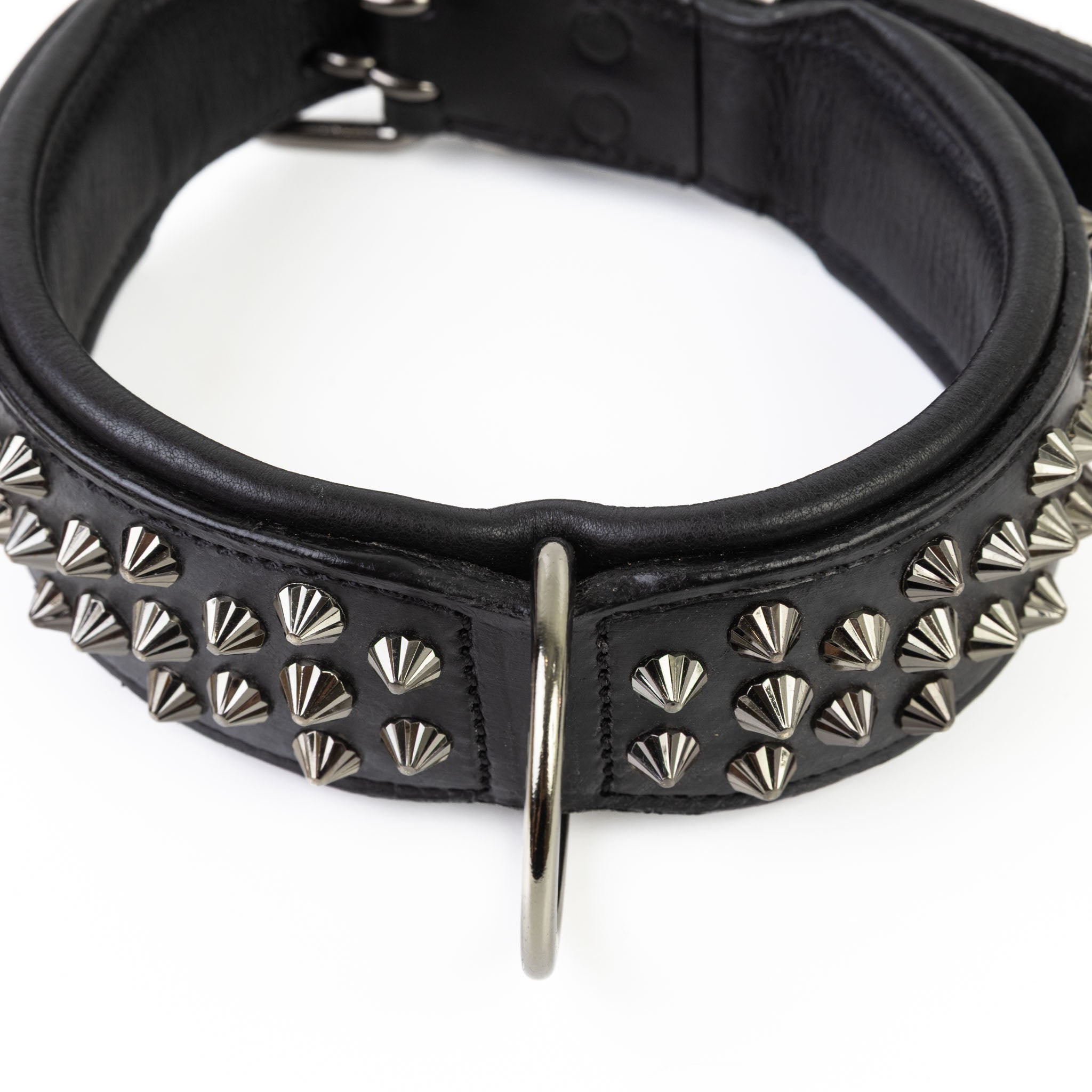 Hand Made Leather Dog Collar - Ruthless Black & Black (Wide Fit)