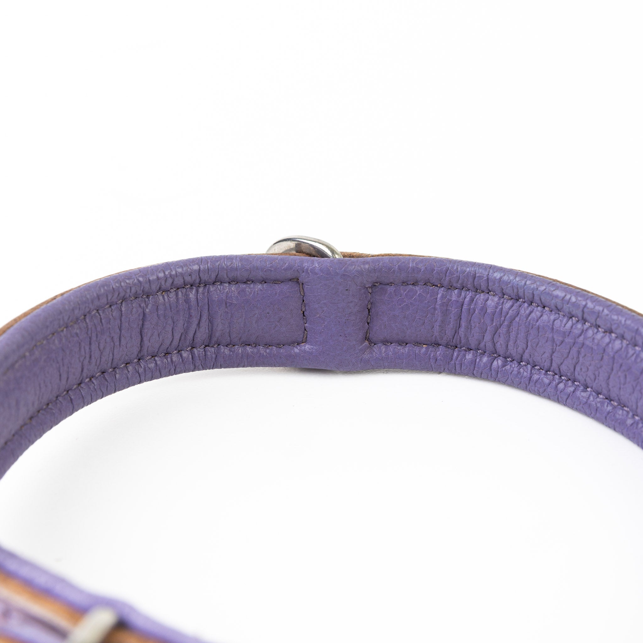 Hand Made Leather Dog Collar - Imperial Purple & Chrome (Slim Fit)