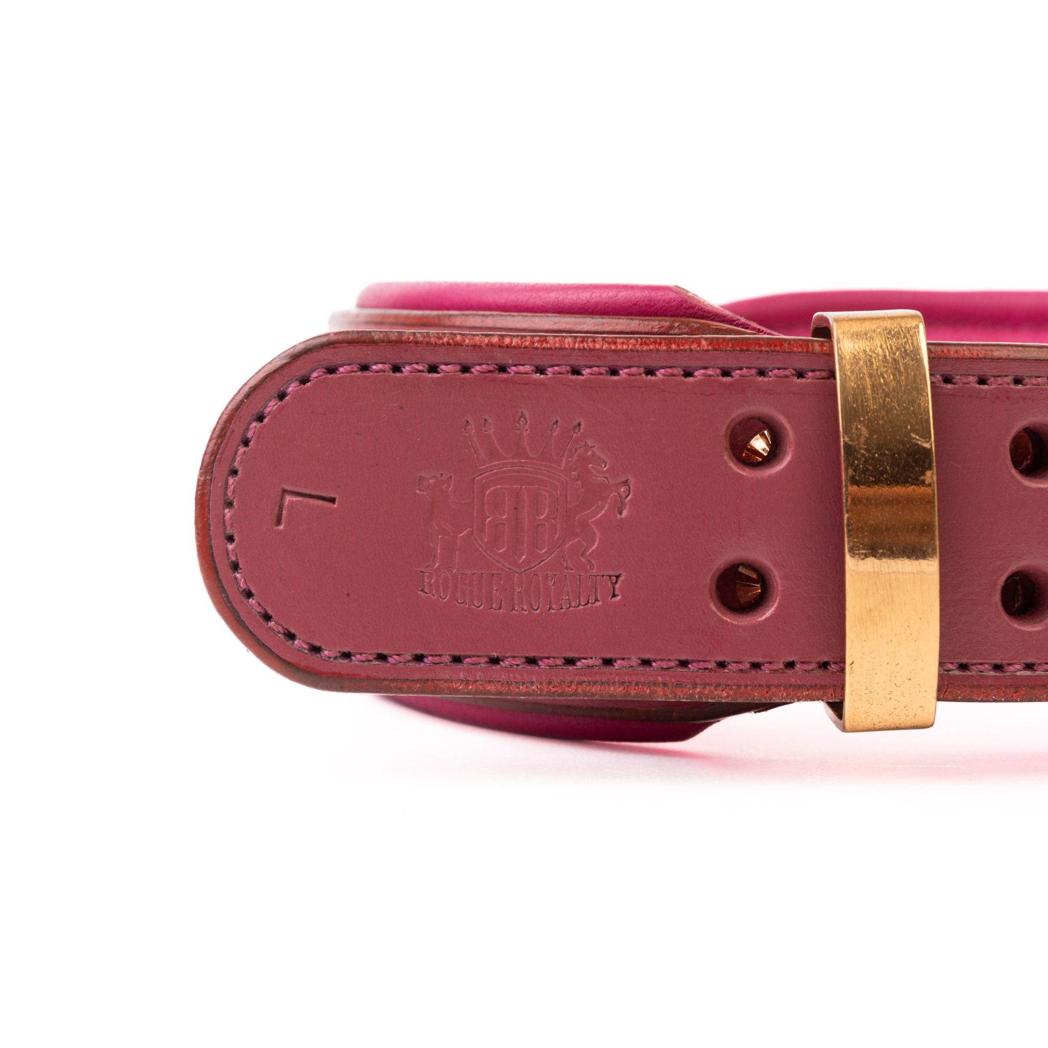 Hand Made Leather Dog Collar - Ruthless Pink & Rose Gold (Wide Fit)