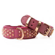 Hand Made Leather Dog Collar - Ruthless Pink & Rose Gold (Wide Fit)