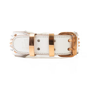Hand Made Leather Dog Collar - ICED OUT ROSE GOLD (Wide Fit)