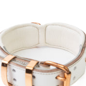 Hand Made Leather Dog Collar - ICED OUT ROSE GOLD (Wide Fit)