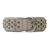Hand Made Leather Dog Collar - Ruthless Grey & Black (Wide Fit)
