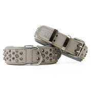 Hand Made Leather Dog Collar - Ruthless Grey & Black (Wide Fit)