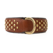 Hand Made Leather Dog Collar - RuffNeck Brown and Brass (Wide Fit)