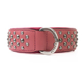Hand Made Leather Dog Collar - RuffNeck Pink & Chrome (Wide Fit)