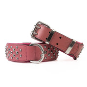 Hand Made Leather Dog Collar - RuffNeck Pink & Chrome (Wide Fit)
