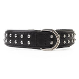 Hand Made Leather Dog Collar- RuffNeck Black & Chrome (Regular Fit)
