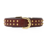 Hand Made Leather Dog Collar- RuffNeck Cherry & Brass (Regular Fit)