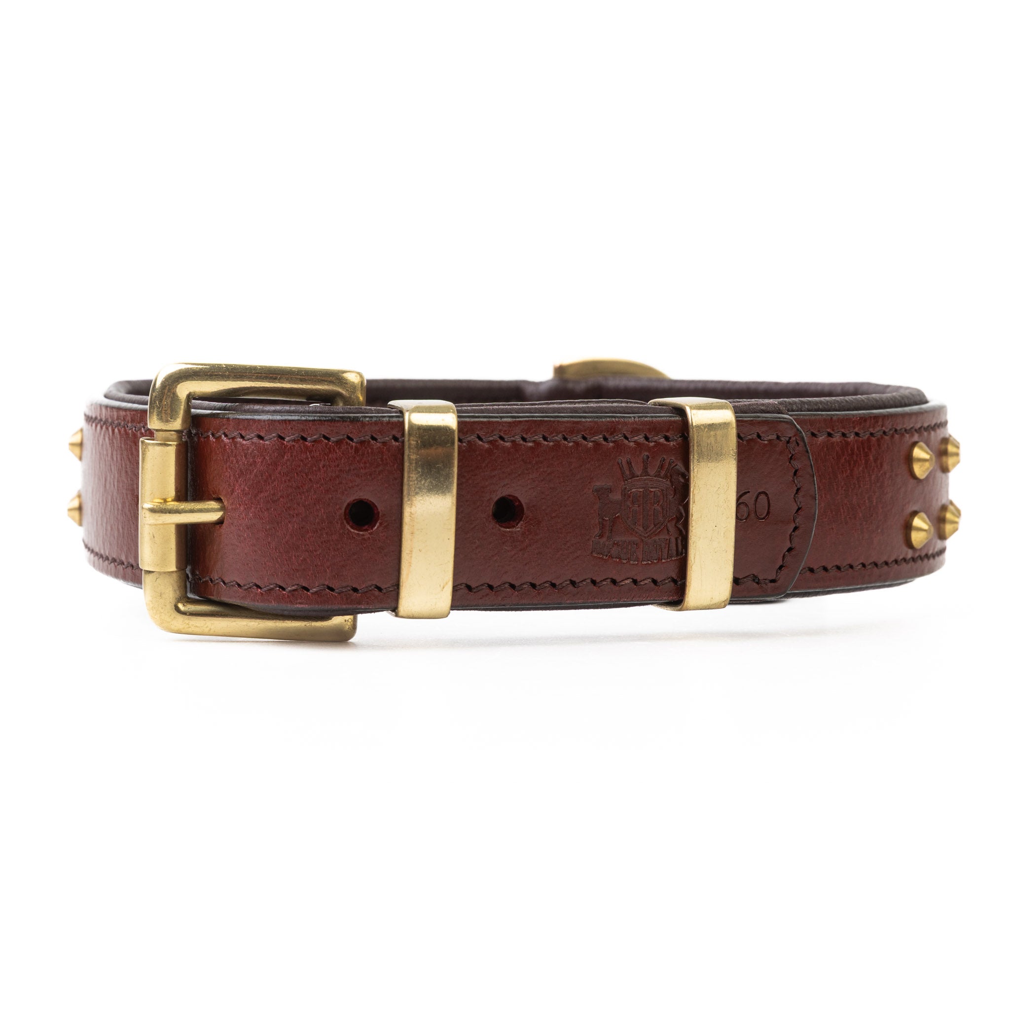 Hand Made Leather Dog Collar- RuffNeck Cherry & Brass (Regular Fit)
