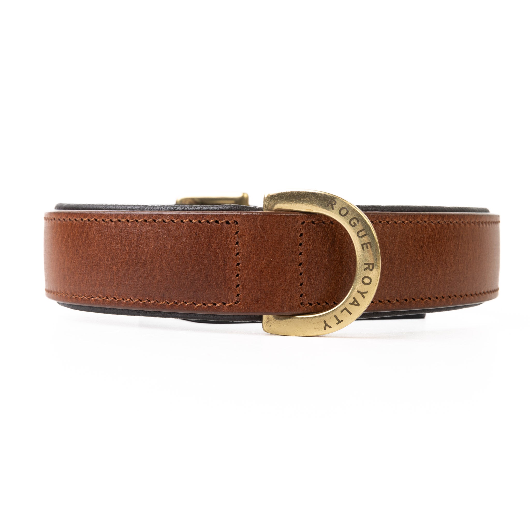 Leather Dog Collar- Classic Brown & Brass (Regular Fit)