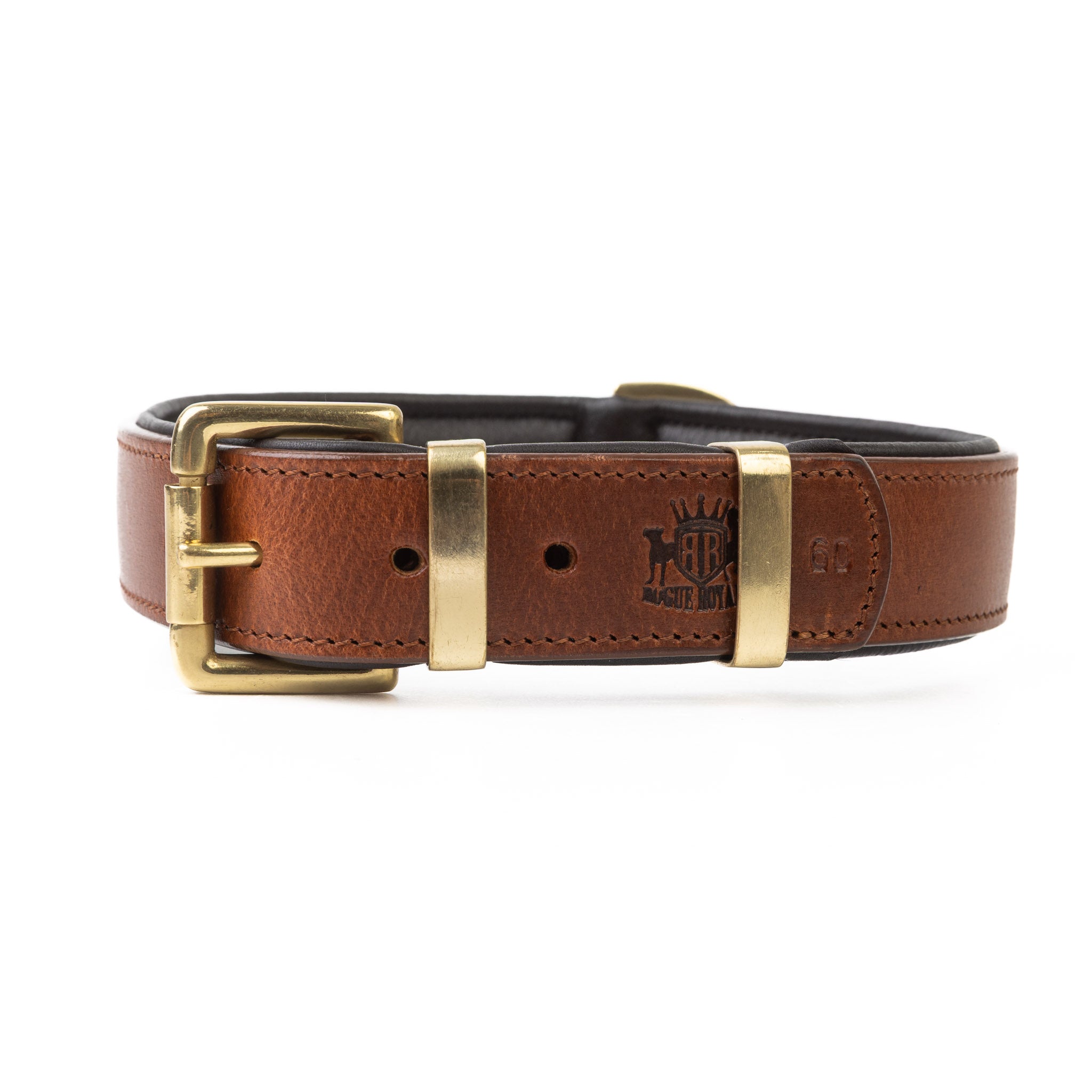 Leather Dog Collar- Classic Brown & Brass (Regular Fit)