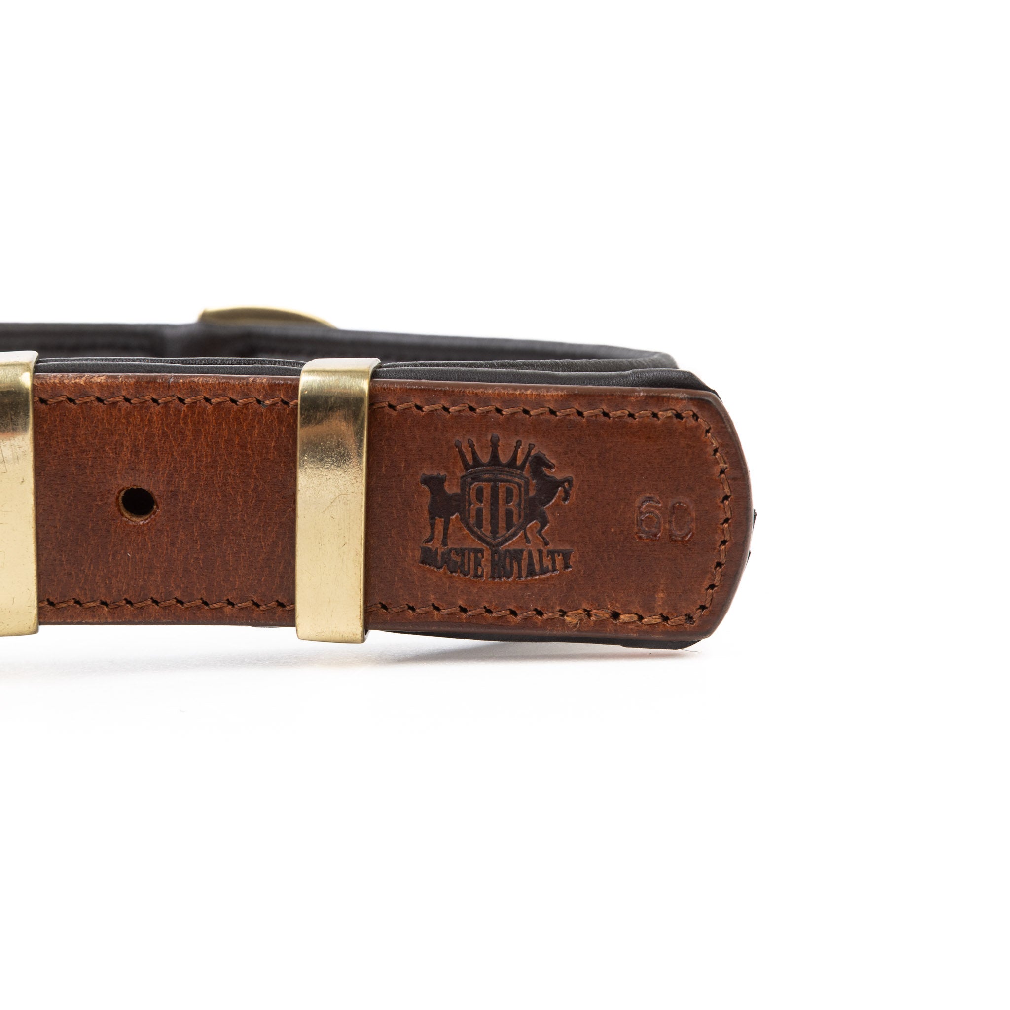 Leather Dog Collar- Classic Brown & Brass (Regular Fit)