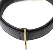 Hand Made Leather Dog Collar- Classic  Black & Brass (Regular Fit)