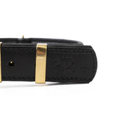 Hand Made Leather Dog Collar- Classic  Black & Brass (Regular Fit)