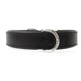 Hand Made Leather Dog Collar Black & Chrome Classic (Regular Fit)