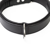Hand Made Leather Dog Collar Black & Chrome Classic (Regular Fit)