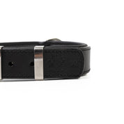 Hand Made Leather Dog Collar Black & Chrome Classic (Regular Fit)