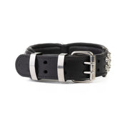Hand Made Leather Dog Collar - Imperial Black & Chrome (Wide Fit)