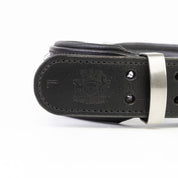 Hand Made Leather Dog Collar - Imperial Black & Chrome (Wide Fit)