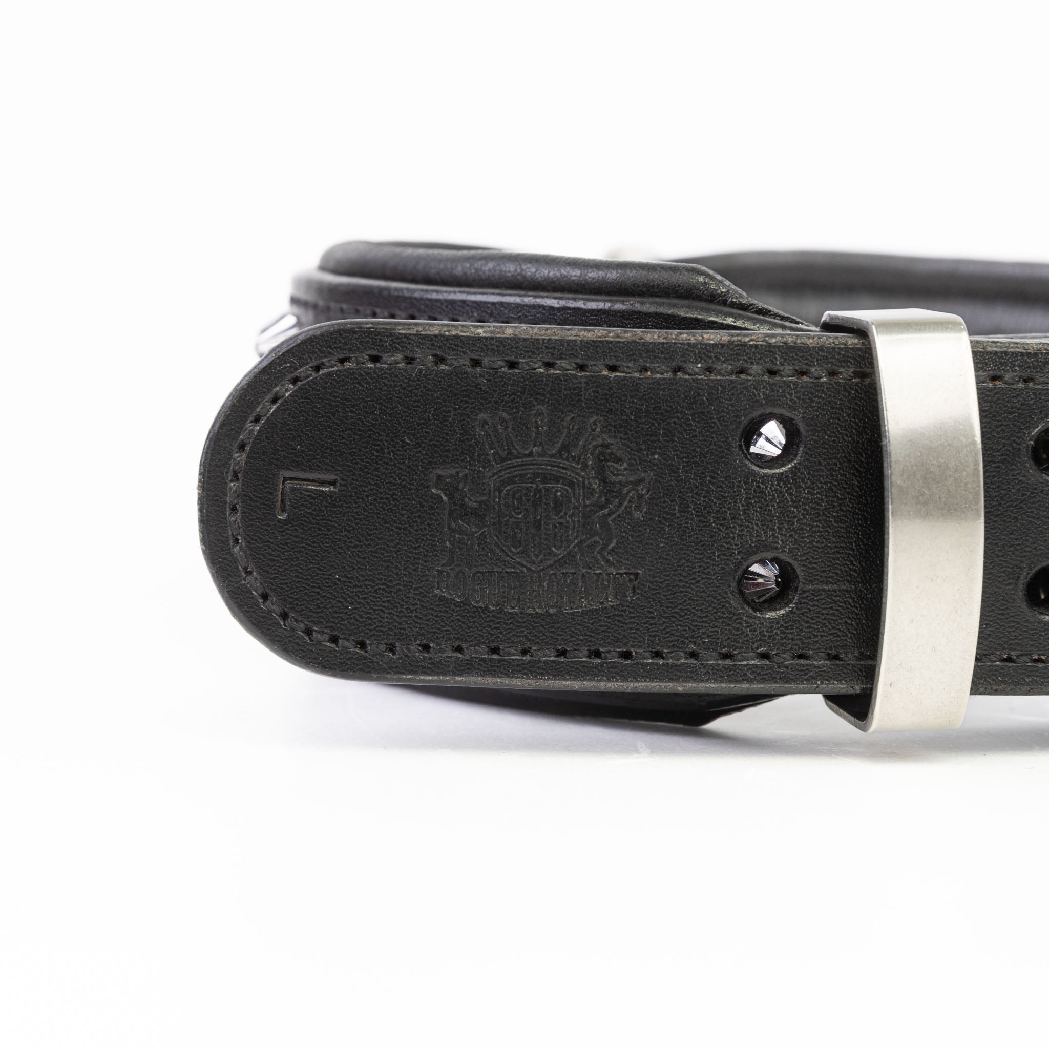 Hand Made Leather Dog Collar - Imperial Black & Chrome (Wide Fit)
