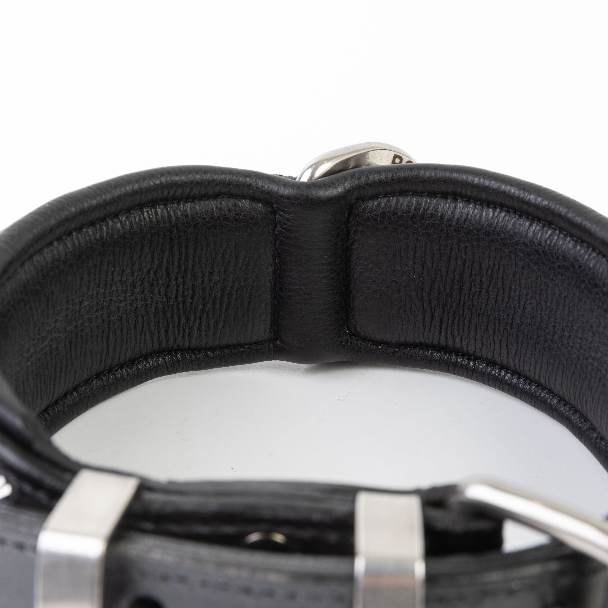 Hand Made Leather Dog Collar - Imperial Black & Chrome (Wide Fit)