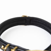 Hand Made Leather Dog Collar - Ruthless Black & Brass (Slim Fit)