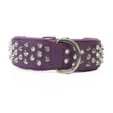 Hand Made Leather Dog Collar - Imperial Purple & Chrome (Wide Fit)