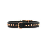 Hand Made Leather Dog Collar - Ruthless Rose Gold/Black (Slim Fit)