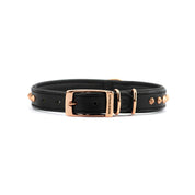 Hand Made Leather Dog Collar - Ruthless Rose Gold/Black (Slim Fit)